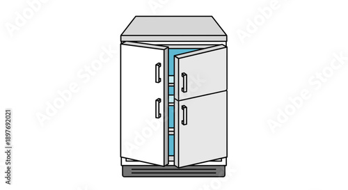 Simple Line Drawing of Office Filing Cabinet.