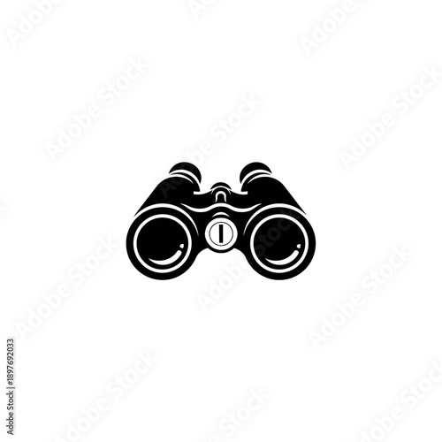 Simple black and white illustration of binoculars on white background.
