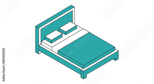 Teal Bed Frame with White Bedding.