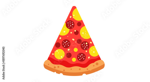 Triangular Slice of Pizza with Toppings.