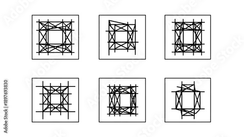 Abstract Geometric Structure, Architectural Blueprint, Engineering Design, Construction Framework