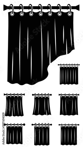 Black Curtains Collection: Various Styles, Grommet Top, Window Treatments