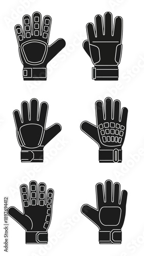 Collection of Black Silhouette Gloves for Sports and Work