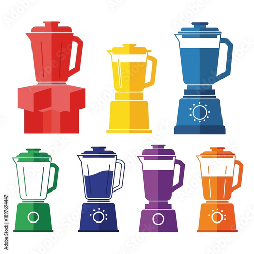 Collection of colorful blenders, kitchen appliances, vector illustration