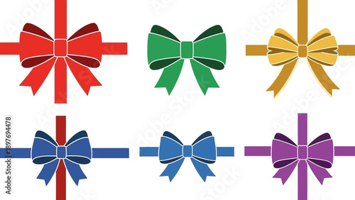 Collection of Colorful Gift Bows and Ribbons for Packaging and Decoration