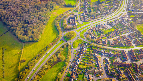 Wallpaper Mural Drone aerial of Field Head village and suburban housing, Leicestershire UK Torontodigital.ca