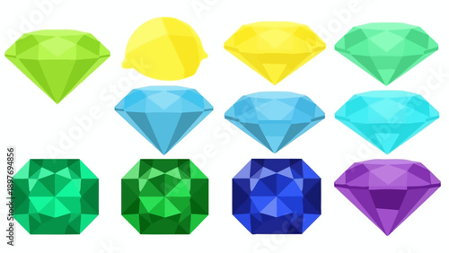 Colorful Gemstones Collection: Diamonds, Emeralds, Sapphires, and Amethysts
