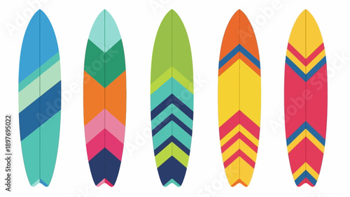 Colorful Surfboards Collection: Summer Beach Vibes, Surfing Lifestyle, Water Sports Gear
