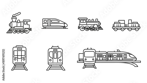 Diverse Train Collection: From Classic Steam to Modern High-Speed Rail Icons