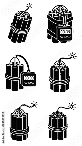 Dynamite Bomb Icons Set
