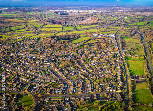 Wallpaper Mural Drone aerial of Field Head village and suburban housing, Leicestershire UK Torontodigital.ca