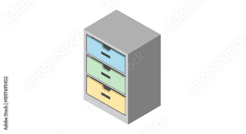 Gray Filing Cabinet with Colorful Drawers.