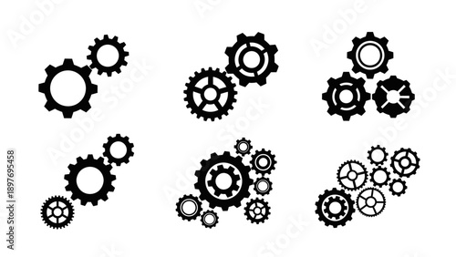 Gears and Cogs Set: Mechanical Engineering, Industrial Design, and Teamwork Concepts