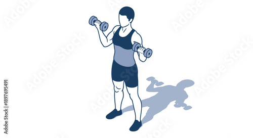 Man Lifting Dumbbells Illustration Fitness Training.