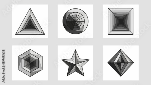 Geometric Shapes, Abstract Forms, 3D Rendered, Optical Illusion, Infinite Depth