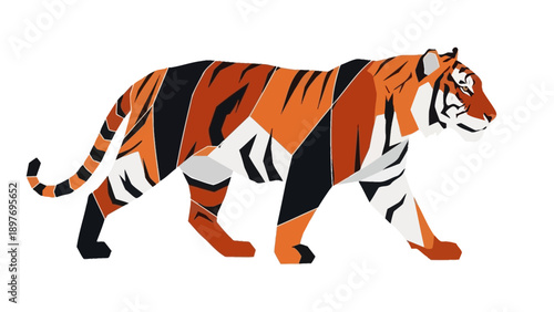 Geometric Tiger Illustration: Abstract Animal Art with Bold Colors