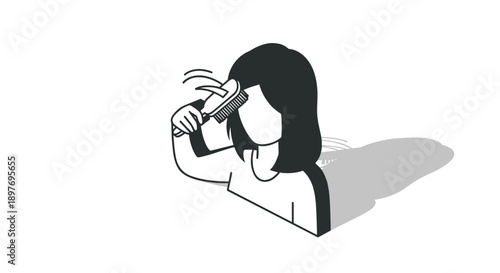 Woman styling hair with hairdryer.