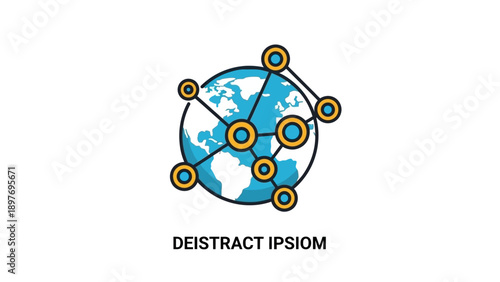 Global Network Connections: Earth with Connected Nodes and Lines