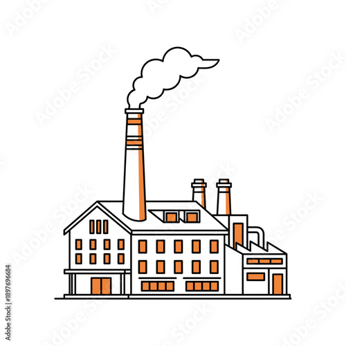Factory buildings with smokestacks. Vector illustration.