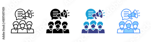 Advocacy icon set multiple style collection