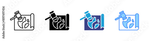 Land icon set multiple style collection