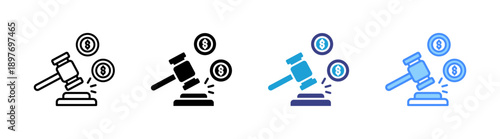 Auction icon set multiple style collection