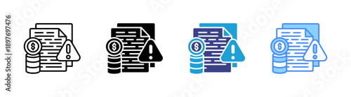 Debt icon set multiple style collection