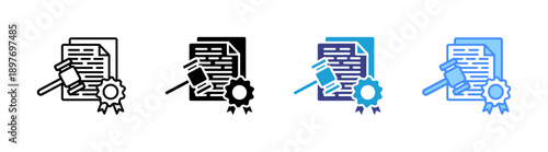 Legal Document Book icon set multiple style collection