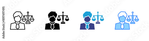 Lawyer icon set multiple style collection