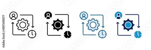 Office Workflow Icon Set Multiple Style Collection
