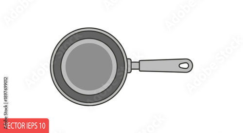Gray Frying Pan with Handle Illustration.