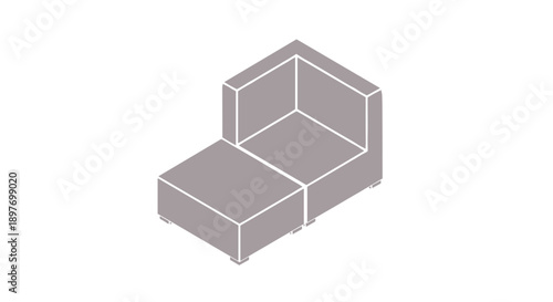 Grey 3D Render of Corner Sofa.