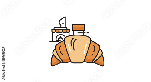 Illustration of Croissant and Coffee.