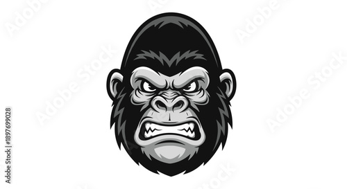 Illustration of an Angry Gorilla Head.