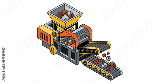 Industrial Machine Processing Objects on Conveyor Belt.