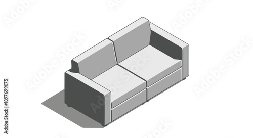 Modern Grey Sofa 3D Rendering Illustration.