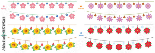 四季を通じて使える花のガーランドセット