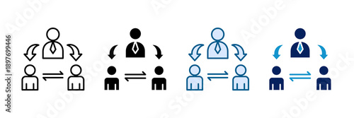 Manager Coordination Icon Set Multiple Style Collection