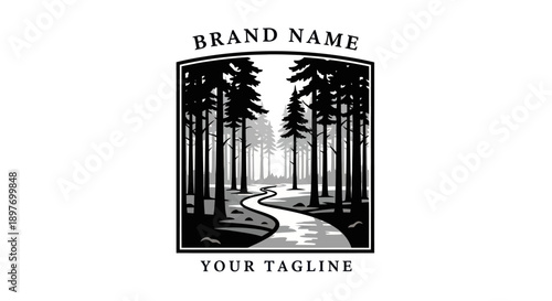 Black and White Forest Logo Template.