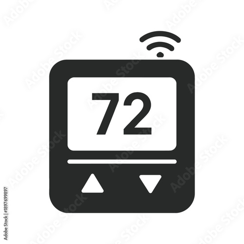 smart wireless thermostat home automation system silhouette vector icon illustration on white background