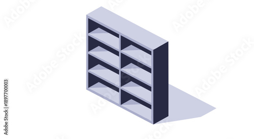 Gray Empty Shelving Unit with Multiple Compartments.