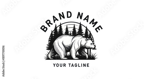 Black and White Bear Logo Design.