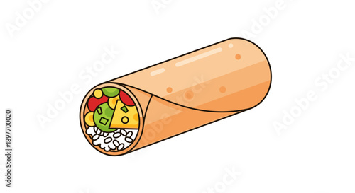 Illustration of a Sushi Roll with Vegetables.