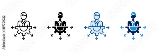 Staff Supervision Icon Set Multiple Style Collection