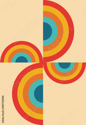 Design wall art windmill retro vintage abstract