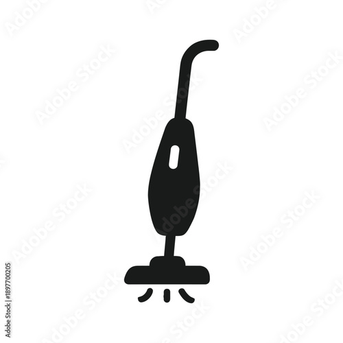 Floor steam cleaner home appliance icon with upright handle, silhouette, on white background