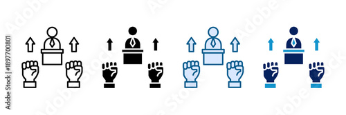 Political Power Icon Set Multiple Style Collection