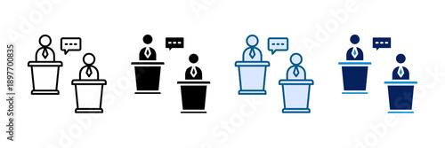 Debate Stage Icon Set Multiple Style Collection