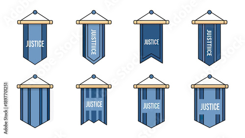 Justice Pennants Collection Vector Illustration