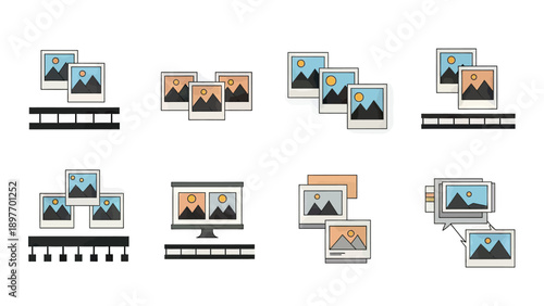 Photo Collage and Gallery Presentation Vector Set